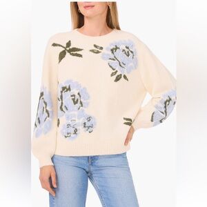 Ted Baker Cream Sweater with Blue Floral Design